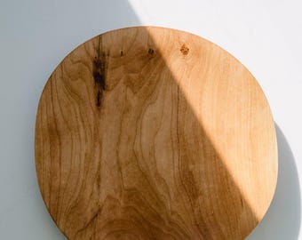 Set of 4 Rustic Handmade Cherry Wooden Plate Set