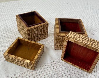 Reclaimed Geometry Series – Geometric Tile Design – Pair of 2 Bonded Wood Boxes
