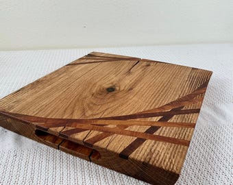 Solid Hardwood Serving Board with Geometric Inlay