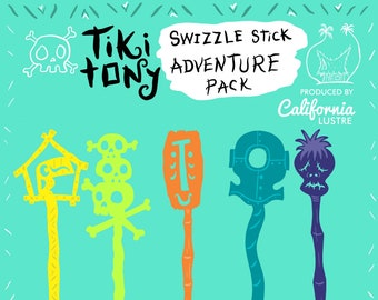Tiki Tony Swizzle Stick Adventure Pack, S/5