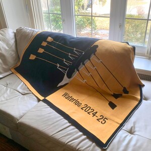 Personalized Rowing Knit Blanket – Add Name or Event – Custom Crew Gift – 20 Color Combinations