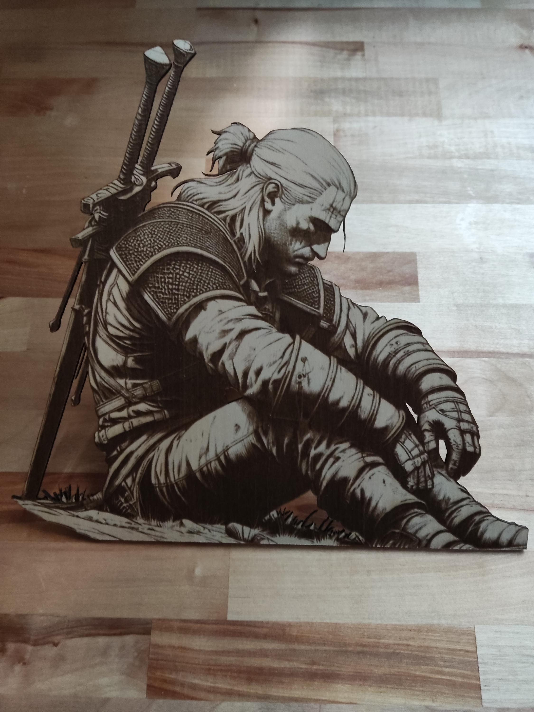 The witcher Geralt of Rivia engraving