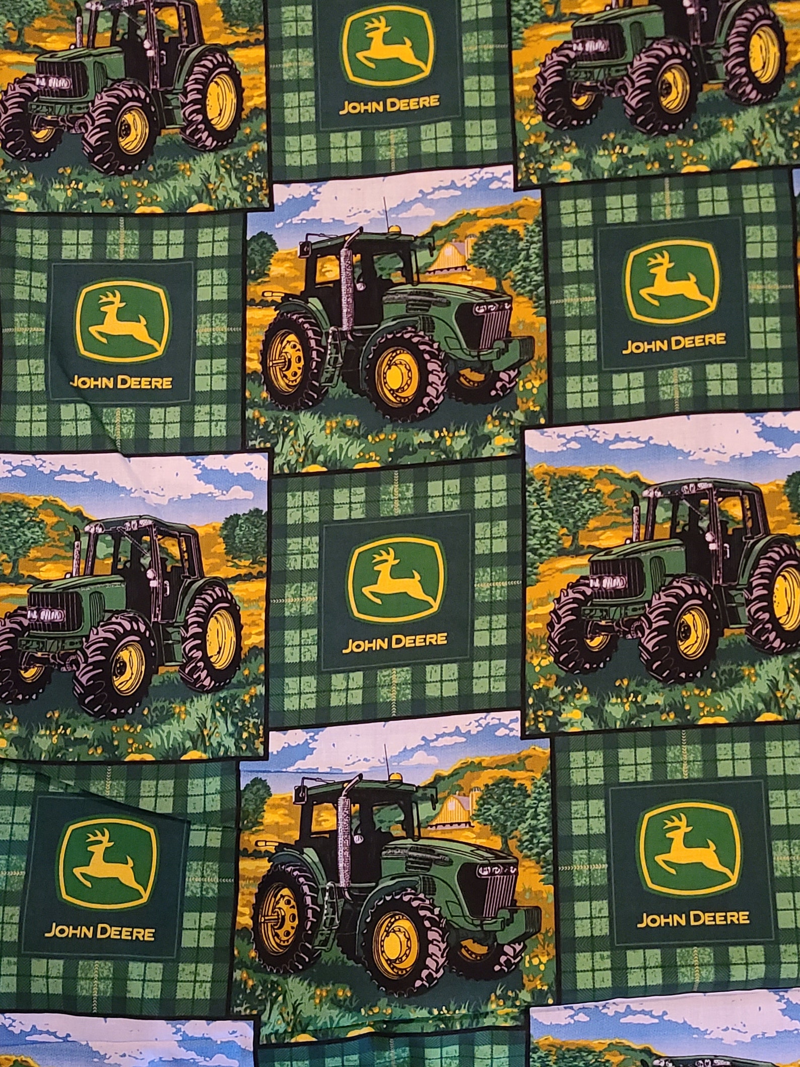 John Deere tractor tartan plaid fabric by the yard | Etsy