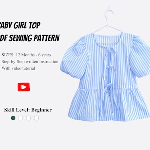 Baby Girl Tie-Front Top Sewing Pattern: Easy DIY (PDF Pattern, 12 Months - 6 Years)