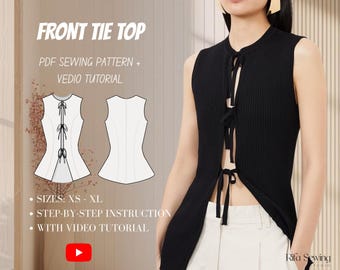 Lula Front Tie Top Sewing Pattern: Beginner Friendly (XS-XXL) (Digital Download)