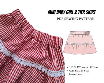 PDF Sewing Pattern – Girl’s Tiered Ruffle Skirt | Digital Download | Sizes 1Y–8Y