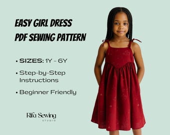 Girls Sundress PDF Sewing Pattern: Easy Beginner Dressmaking (1Y-6Y) (Digital Download