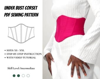Reversible Under Bust Corset Sewing Pattern (Digital PDF)