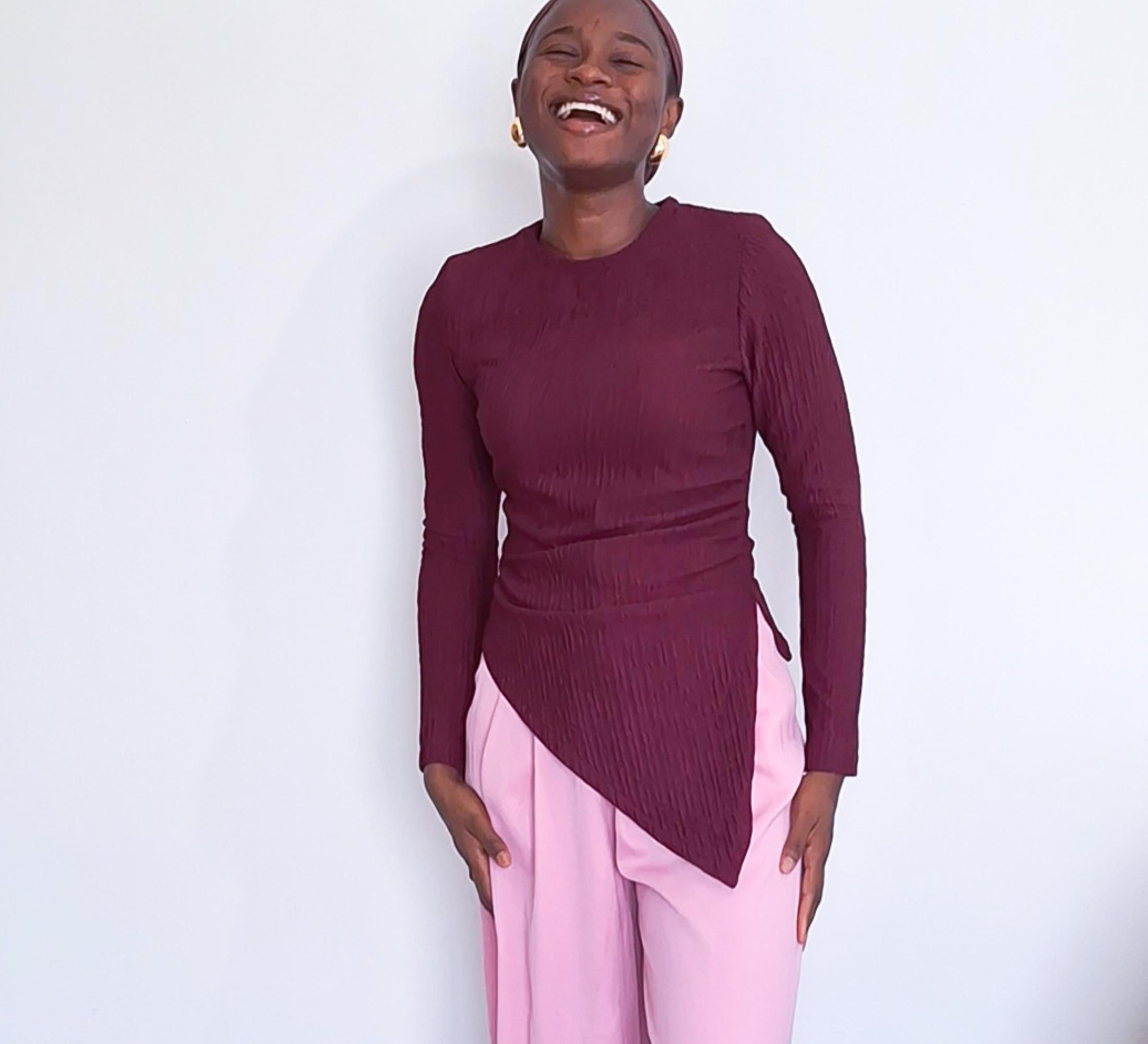 Side Ruched Knit Top Sewing Pattern With Asymmetric Hem (PDF