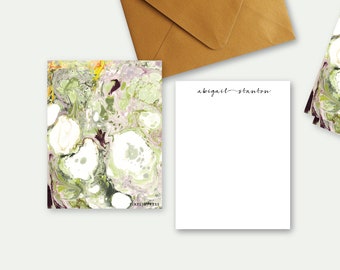 Marbre vert| Aubergine Custom Custom Stationery Set Cadeau pour Son Hôtesse Cadeau Monogrammé Notes LIVRAISON GRATUITE Cadeau d’anniversaire personnalisé