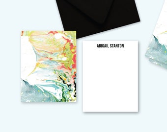 WILD Custom Stationery • Personalized Notes • Marble Flat Notes+  Envelopes • Monogrammed Boho Stationery for Her