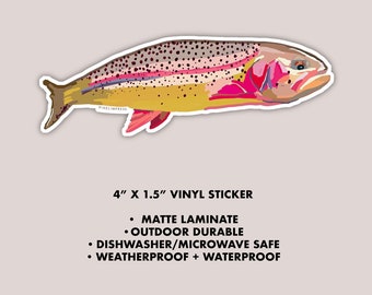 RAINBOW TROUT Vinyl Sticker | Nature Lover Die Cut Sticker|Die Cut Sticker|Fly Fishing Sticker | Weatherproof Sticker | Water Bottle Sticker