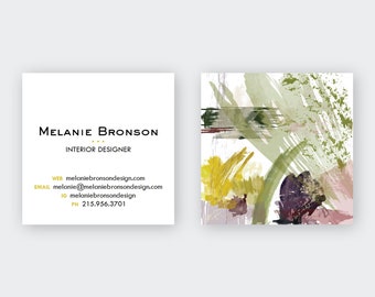 Abstract Sage | Plum | Gold Calling Cards #7 | Business Cards | Blogger Cards | Set (50)