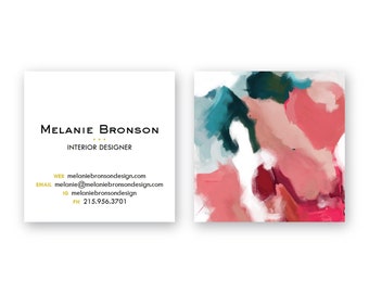 Pink + Blue Abstract Calling Cards | Business Cards | Influencer Cards | Social Media Cards |Set (50)