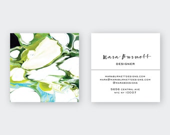 Bold Marble Green|Aqua Calling Cards | Business Cards | Blogger Cards | Set (50)