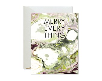 Weihnachten | Urlaub Marmor grün + lila Grußkarte / saisonale / Merry jedes Ding / Frohe Weihnachten