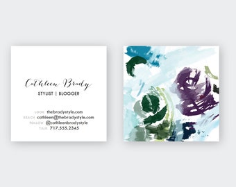 Abstract Aqua | Plum | Emerald Calling Cards #8 | Business Cards | Blogger Cards | Set (50)