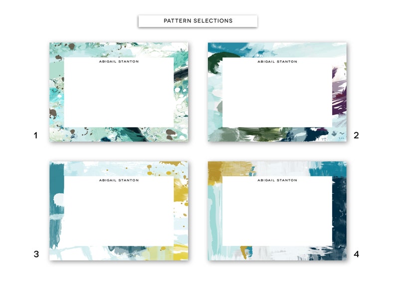 Abstracts VII Personalized Luxe Stationery Flat Notes Set 10 image 1