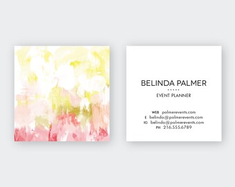 Abstract Yellow|Coral Calling Cards | Business Cards | Blogger Cards | Set (50)