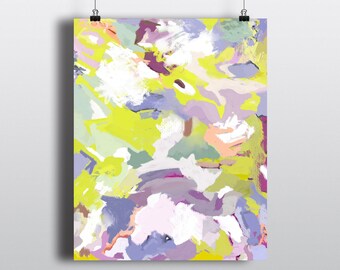 Bright Wall Art • Colorful Abstract ART PRINT • Wall Decor • Home Decor Wall Art • Lilac Chartreuse•Free Domestic Shipping