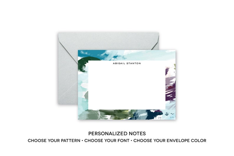 Abstracts VII Personalized Luxe Stationery Flat Notes Set 10 image 2