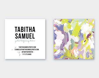 Lilac Chartreuse Abstract Influencer Calling Cards | Business Cards | Social Media Cards |Set (50)