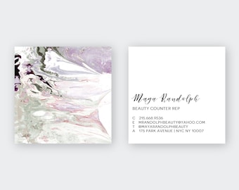 WILD Grey-Green Aubergine Marble Calling Cards | Business Cards | Blogger Cards | Set (50)