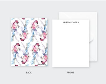 KOI Watercolor Custom Stationery | Flat Notes + Envelopes