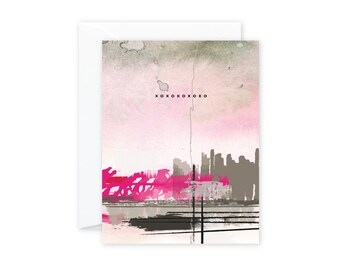 XOXO PINK GREY Abstract Greeting Card