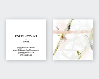 Pastel #6 Abstract Pink|Silver Calling Cards | Business Cards | Blogger Cards | Set (50)