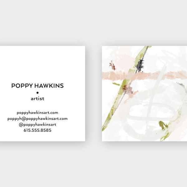 Pastel #6 Abstract Pink|Silver Calling Cards | Business Cards | Blogger Cards | Set (50)