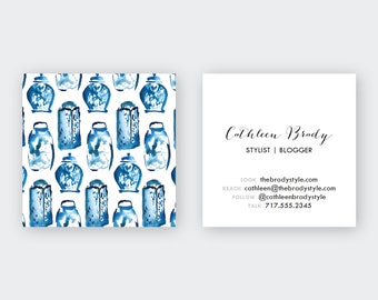 Watercolor Ginger Jar Calling Cards |  Business Cards | Blogger Cards | Set (50)