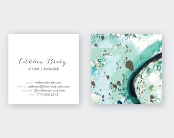 Abstract Mint Marble Calling Cards #4 | Business Cards | Blogger Cards | Set (50)