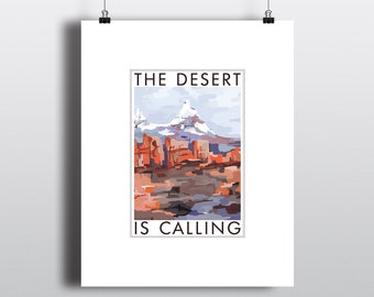 DESERT Is CALLING II Landscape Art Print • Nature Wall Decor • Mountain Scenery Wall Art • Desert Moab Arches Park • Free Domestic Shipping