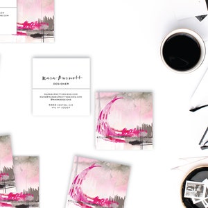 Abstract Pink Grey Watercolor Calling Cards 12 Business Cards Blogger Cards Set 50 image 3