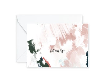 THANKS Green Coral Notecards + Envelopes Pack | Boxed Set (8)