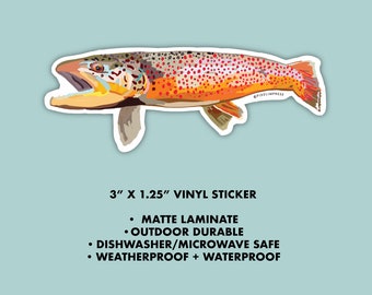 BROWN TROUT Vinyl Sticker | Nature Lover Die Cut Sticker|Die Cut Sticker|Fly Fishing Sticker | Weatherproof Sticker | Water Bottle Sticker