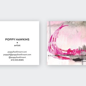 Abstract Pink Grey Watercolor Calling Cards 12 Business Cards Blogger Cards Set 50 image 1