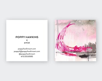 Abstract Pink | Grey | Watercolor Calling Cards #12| Business Cards | Blogger Cards | Set (50)