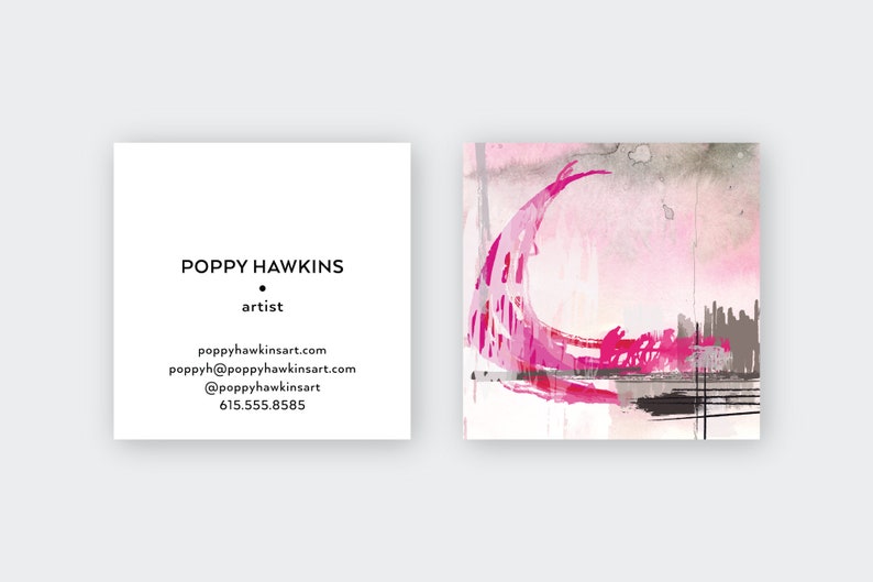 Abstract Pink Grey Watercolor Calling Cards 12 Business Cards Blogger Cards Set 50 image 1