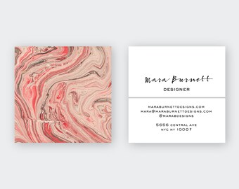 Coral + Grey Marble  Calling Cards | Business Cards | Blogger Cards | Set (50)