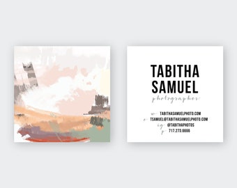 Muted Desert V Abstract Corals/Green Calling Cards | Business Cards | Blogger Cards | Set (50)