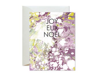 Christmas | Holiday Marble Green + Magenta Greeting Card / Seasonal / Joyeux Noel / Merry Christmas