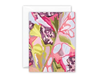 Abstract Blank Floral Greeting Card / Handdrawn/Painted / Birthday/ Abstract/ Vibrant