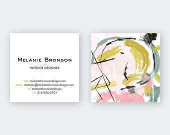 Abstract Gold | Pink | Sage Calling Cards #21| Business Cards | Blogger Cards | Set (50)