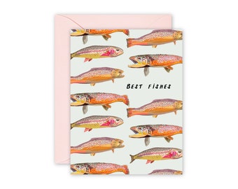 BEST FISHES Illustrated/Painted Greeting Card / Birthday / Congratulations / Graduation / Wedding / Rainbow Trout / Wildlife / Fly Fishing