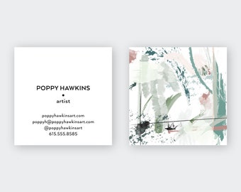 Pastel #2 Abstract Greens Calling Cards | Business Cards | Blogger Cards | Set (50)
