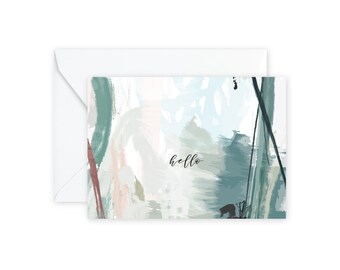 HELLO Sage Green Notecards + Envelopes Pack | Boxed Set (8)