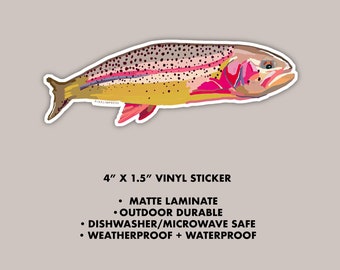 RAINBOW TROUT Vinyl Sticker | Nature Lover Die Cut Sticker|Die Cut Sticker|Fly Fishing Sticker | Weatherproof Sticker | Water Bottle Sticker