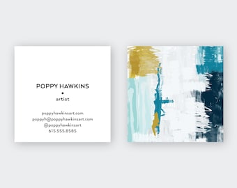Abstract Aqua | Gold Calling Cards #5 | Business Cards | Blogger Cards | Set (50)